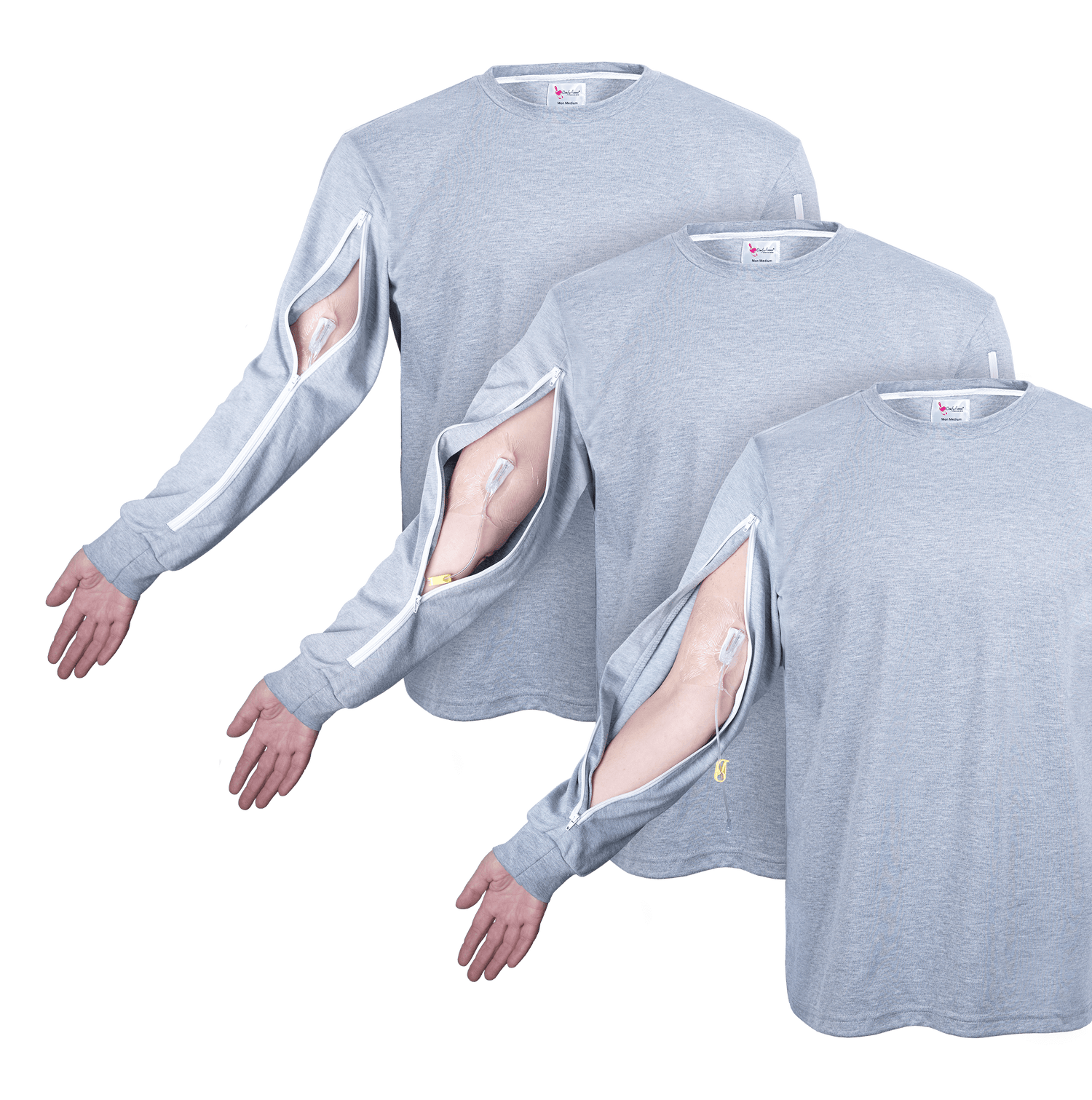 ComfyAccess®INFUSIONWEAR Arm Access Shirts. Dual Two-Way Zippers. Great for chemo and dialysis. 